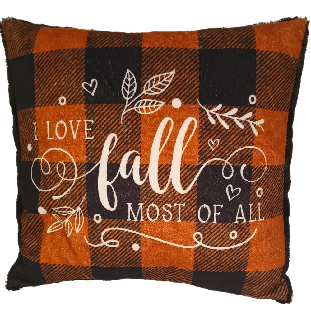 Feux Fur "I love Fall Most Of All" Holiday Decor Pillow Case